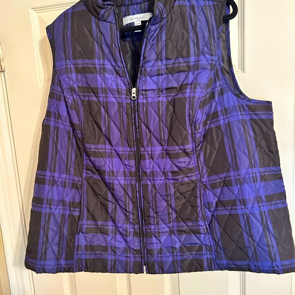 Croft and Barrow Purple Plaid Quilted Plus Size Vest